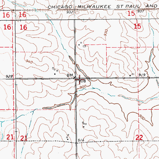 Topographic Map of Township of Kane, IA