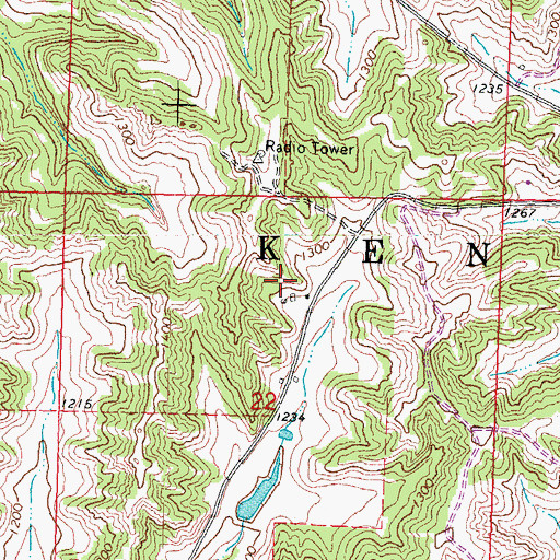 Topographic Map of Township of Kennebec, IA