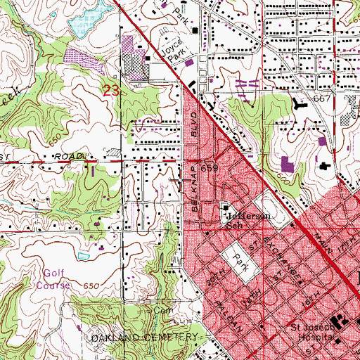 Topographic Map of City of Keokuk, IA