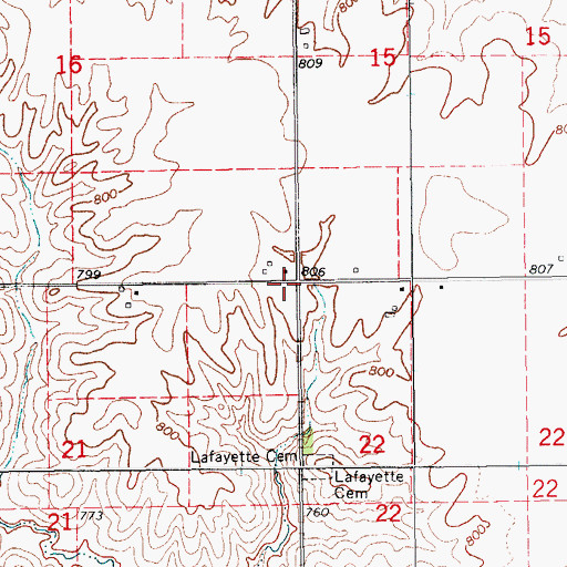 Topographic Map of Township of Lafayette, IA