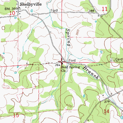 Topographic Map of Bold Spring Church, AR
