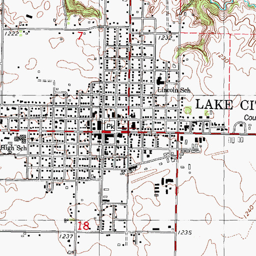 Topographic Map of City of Lake City, IA