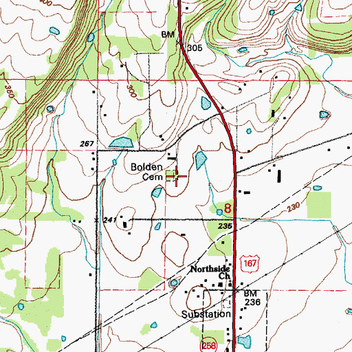 Topographic Map of Bolden Cemetery, AR