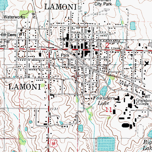 Topographic Map of City of Lamoni, IA