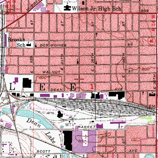 Topographic Map of Township of Lee, IA