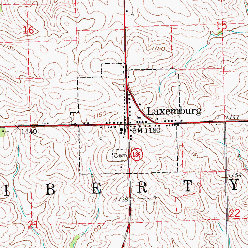 Topographic Map of Township of Liberty, IA