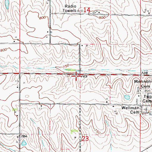Topographic Map of Township of Lime Creek, IA