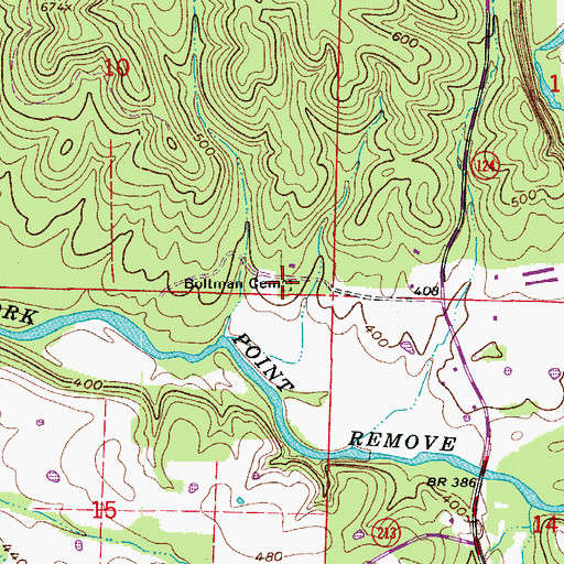 Topographic Map of Boltman Cemetery, AR