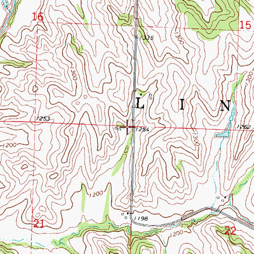 Topographic Map of Township of Lincoln, IA