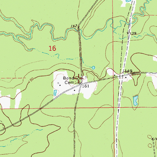 Topographic Map of Bond Cemetery, AR