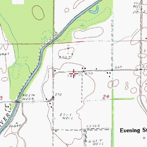 Topographic Map of Bonds Cemetery, AR