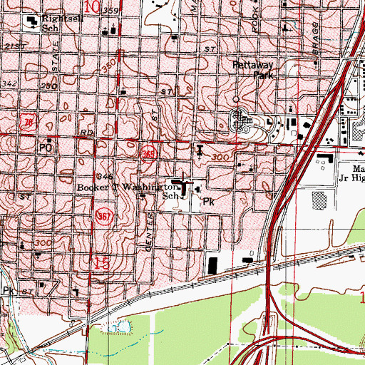 Topographic Map of Booker T Washington School, AR