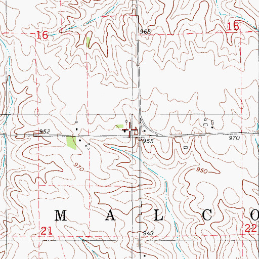 Topographic Map of Township of Malcom, IA