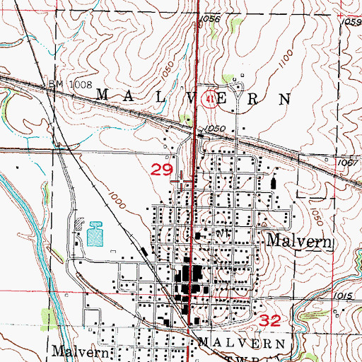 Topographic Map of City of Malvern, IA
