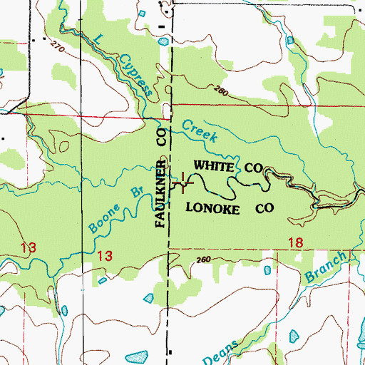 Topographic Map of Boone Branch, AR