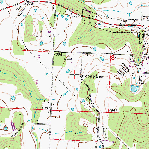 Topographic Map of Boone Cemetery, AR