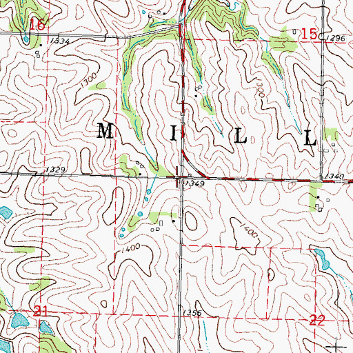 Topographic Map of Township of Miller, IA