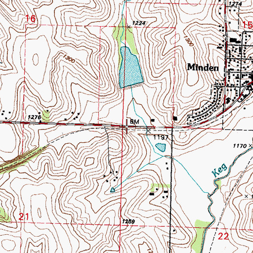 Topographic Map of Township of Minden, IA