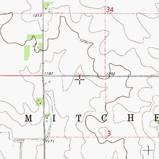 Topographic Map of Township of Mitchell, IA