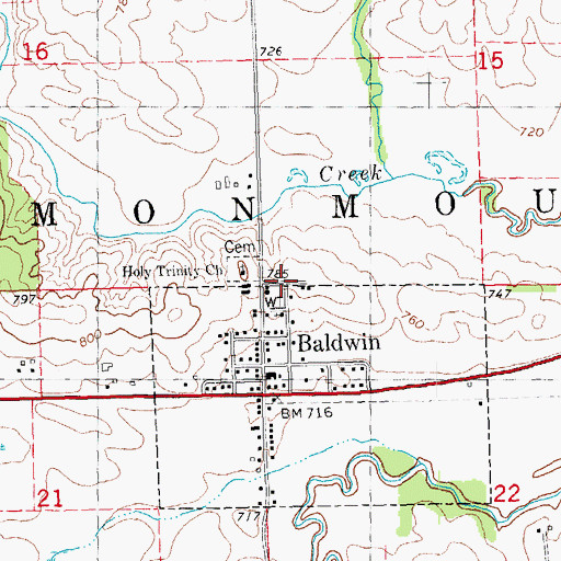 Topographic Map of Township of Monmouth, IA