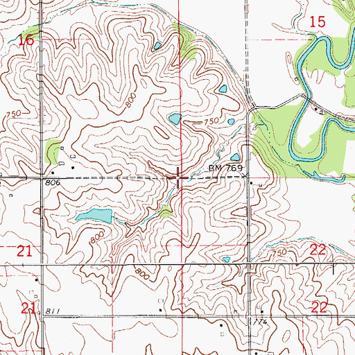 Topographic Map of Township of Monroe, IA