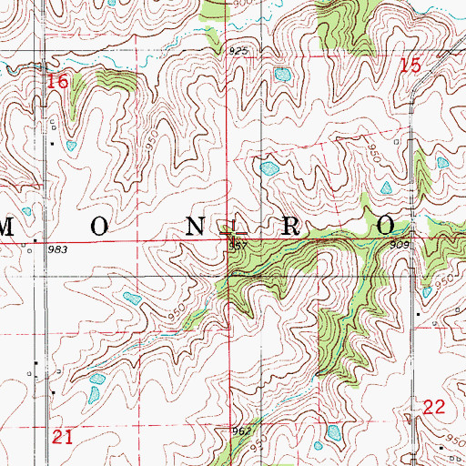 Topographic Map of Township of Monroe, IA