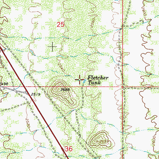 Topographic Map of Fletcher Tank, AZ