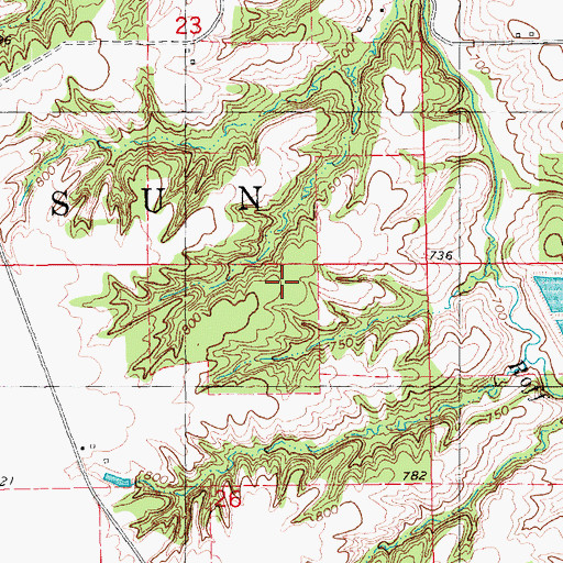 Topographic Map of Township of Morning Sun, IA