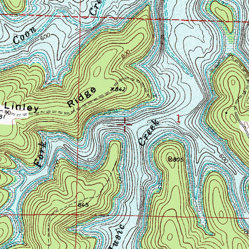 Topographic Map of Boren Fork, AR