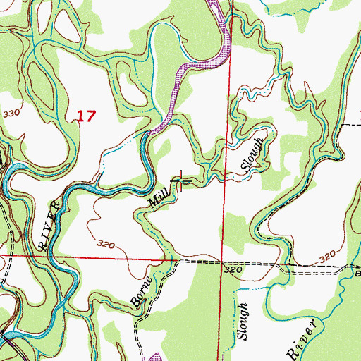 Topographic Map of Borne Mill Slough, AR