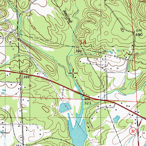 Topographic Map of Boss Island Creek, AR