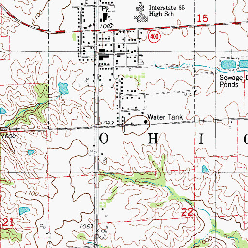 Topographic Map of Township of Ohio, IA