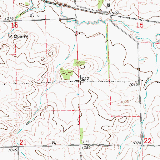 Topographic Map of Township of Oneida, IA