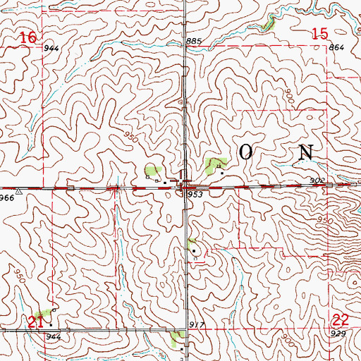 Topographic Map of Township of Oneida, IA