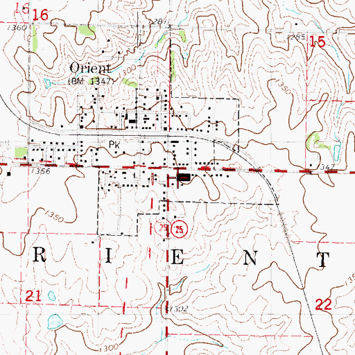 Topographic Map of Township of Orient, IA