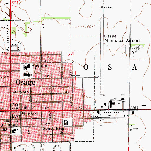 Topographic Map of Township of Osage, IA