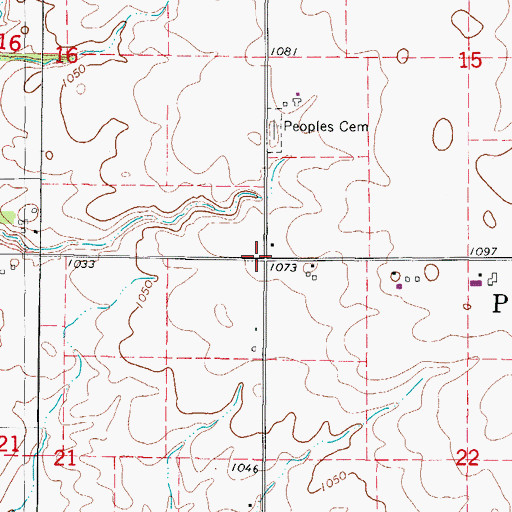 Topographic Map of Township of Peoples, IA