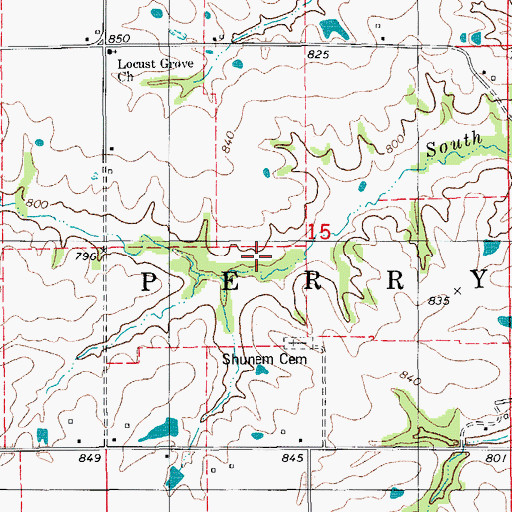 Topographic Map of Township of Perry, IA
