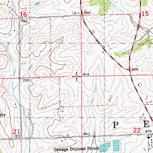 Topographic Map of Township of Perry, IA
