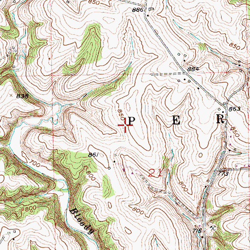 Topographic Map of Township of Peru, IA