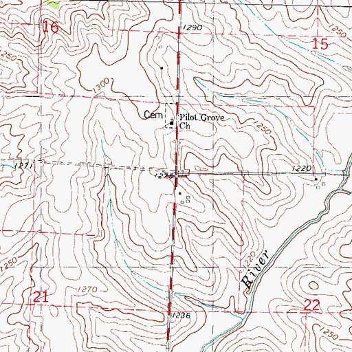 Topographic Map of Township of Pilot Grove, IA