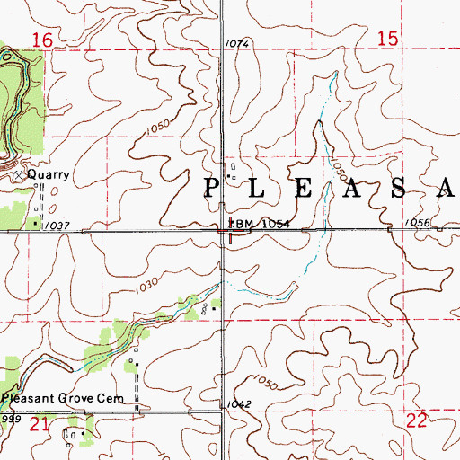 Topographic Map of Township of Pleasant Grove, IA