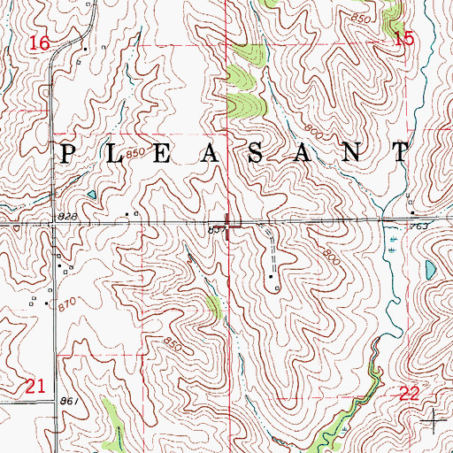 Topographic Map of Township of Pleasant Grove, IA