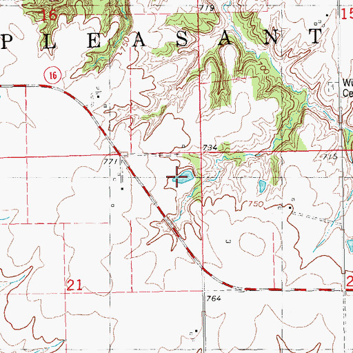 Topographic Map of Township of Pleasant Ridge, IA