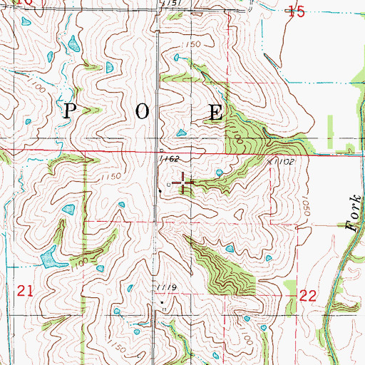Topographic Map of Township of Poe, IA