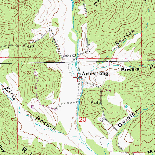 Topographic Map of Bowers Hollow, AR