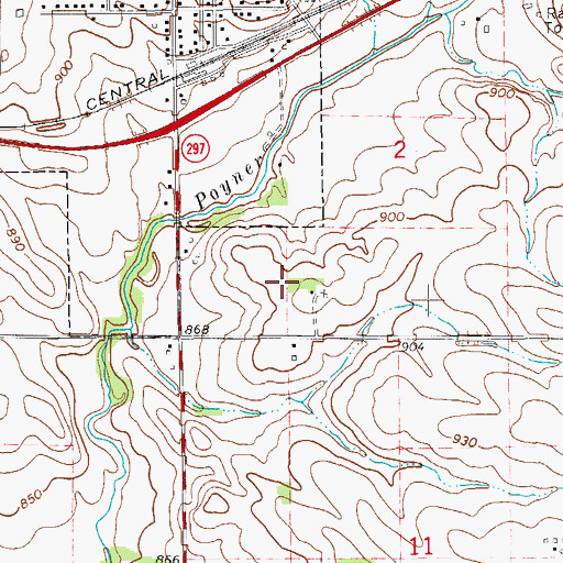 Topographic Map of Township of Poyner, IA