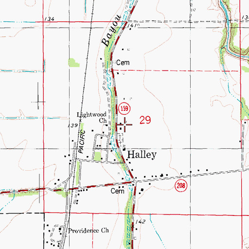 Topographic Map of Bowie Church, AR