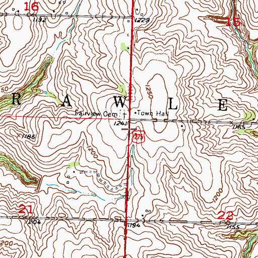 Topographic Map of Township of Rawles, IA