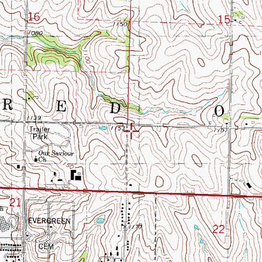 Topographic Map of Township of Red Oak, IA